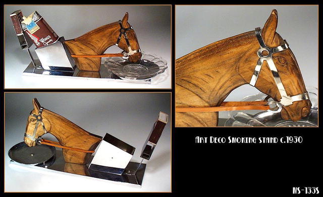 ART DECO HORSE CHROME SMOKING SET / MS133S
