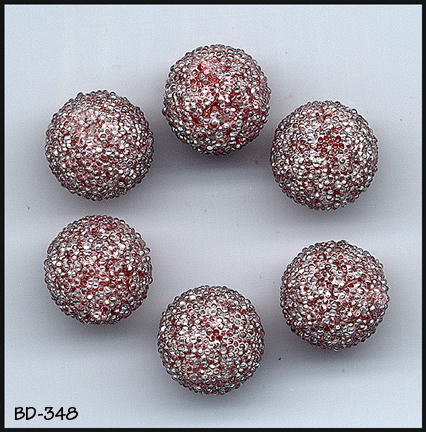 6 RARE VINT RED GLASS CORALENE BEADS 9mm #348