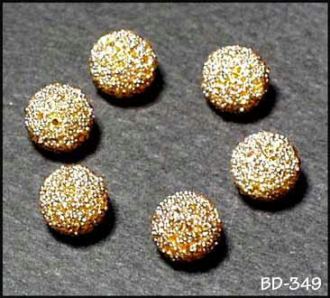 6 RARE VINT TOPAZ GLASS CORALENE BEADS 9mm #349