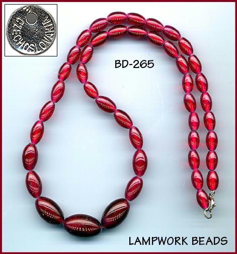 CZECH LAMPWORK BURGUNDY GLASS NECKLACE #265