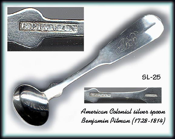 AMERICAN COLONIAL SILVER SPOON B.PITMAN 1700's