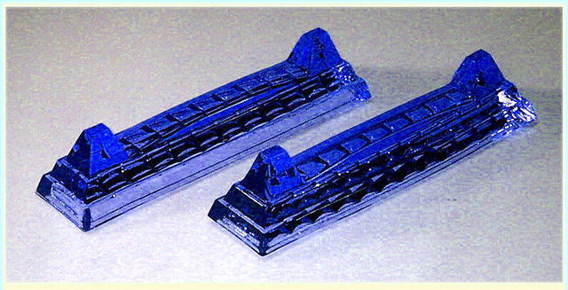 6 CZECH ART DECO STYLE PINK GLASS KNIFE RESTS
