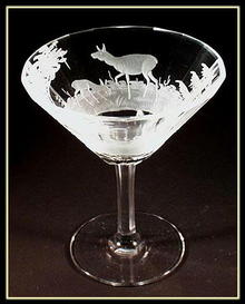 6 OLD ENGRAVED DOE CHAMPAGNES MOSER LOBMEYR
