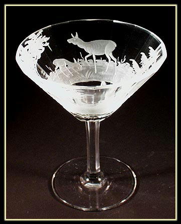 6 OLD ENGRAVED DOE CHAMPAGNES MOSER LOBMEYR