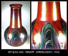 BOHEMIAN ART GLASS VASE / RINDSKOPF 1900