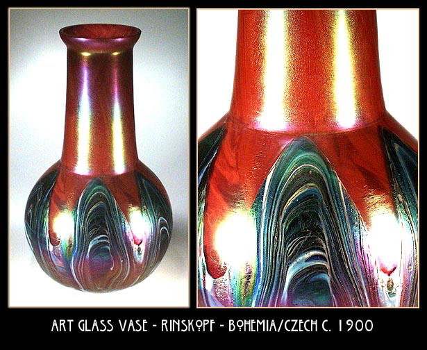 BOHEMIAN ART GLASS VASE / RINDSKOPF 1900