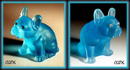 AQUA BLUE GLASS BULLDOG FIGURINE / CG076