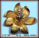 VINTAGE FLOWER BROOCH SIGNED PASTELLI #176