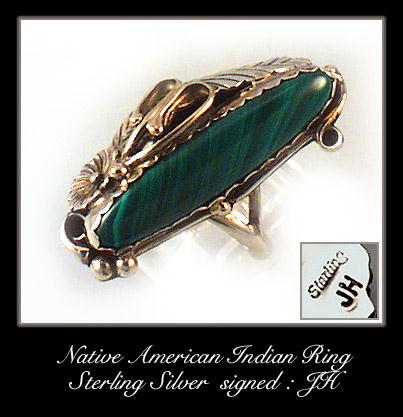 VINTAGE SIGNED AMERICAN INDIAN SILVER RING #72