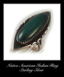 VINTAGE AMERICAN INDIAN SILVER MALACHITE RING #76
