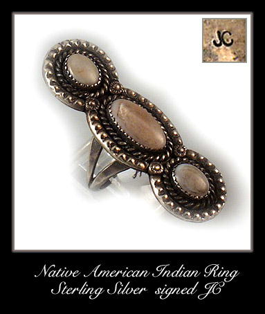VINTAGE SIGNED AMERICAN INDIAN SILVER RING #78