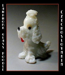 CZECH DRAWN GLASS WHITE POODLE
