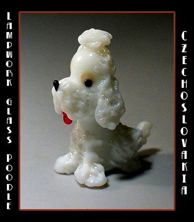 CZECH DRAWN GLASS WHITE POODLE