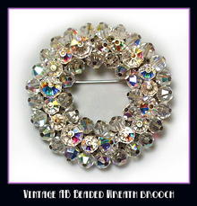 GLITTERING AB VINTAGE WREATH BROOCH CJ-38