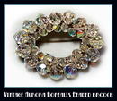GLITTERING AB VINTAGE OVAL BROOCH CJ-40