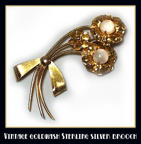 HUGE VINTAGE STERLING SILVER FLORAL BROOCH