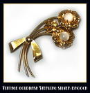 HUGE VINTAGE STERLING SILVER FLORAL BROOCH