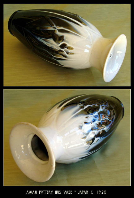 Large Japanese Awaji Pottery Iris Vase PT70