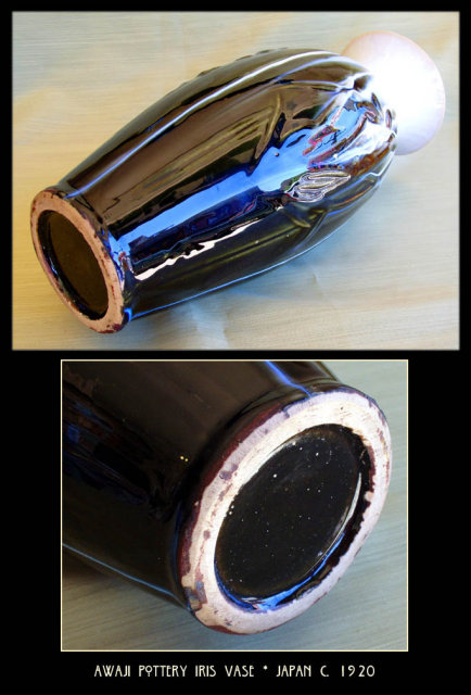 Large Japanese Awaji Pottery Iris Vase PT70