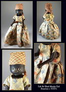 BLACK WOODEN DOLL FOLK ART c.1920