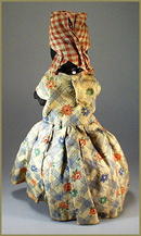 BLACK WOODEN DOLL FOLK ART c.1920