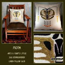 ARTS & CRAFTS MISSION EMBROIDERED MOTH PILLOW