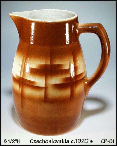 CZECH AIRBRUSH STONEWARE / POTTERY PITCHER /