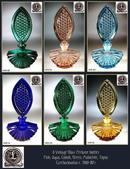 6 CZECH VINTAGE GLASS PERFUME BOTTLES /