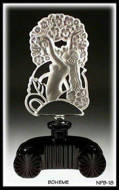CZECH PERFUME BOTTLE BLACK NUDE & FLOWERS