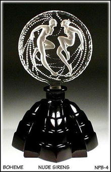 CZECH ART DECO SIRENES PERFUME BOTTLE