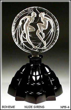 CZECH ART DECO SIRENES PERFUME BOTTLE