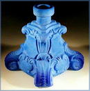 CZECH LAPIS COLOR GLASS PERFUME BOTTLE CHERUBS