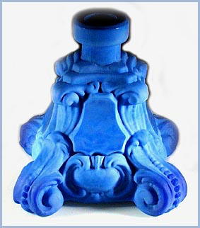 CZECH LAPIS COLOR GLASS PERFUME BOTTLE CHERUBS