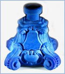 CZECH LAPIS COLOR GLASS PERFUME BOTTLE CHERUBS