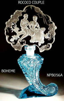 CZECH AQUAMARINE ROCOCO COUPLE PERFUME BOTTLE