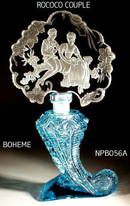 CZECH AQUAMARINE ROCOCO COUPLE PERFUME BOTTLE