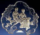 CZECH AQUAMARINE ROCOCO COUPLE PERFUME BOTTLE