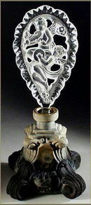 CZECH RARE OPAQUE GLASS PERFUME BOTTLE CHERUB