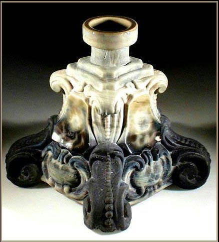 CZECH RARE OPAQUE GLASS PERFUME BOTTLE CHERUB