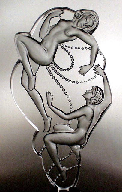 FEMALE LOVERS & PEARLS BLUE GL PERFUME BOTTLE