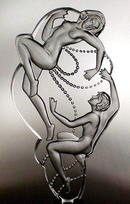 FEMALE LOVERS & PEARLS BLUE GL PERFUME BOTTLE