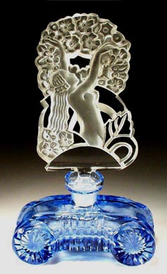 CZECH PERFUME BOTTLE DISROBED FEMALE & FLOWERS