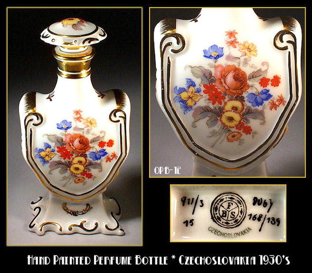 CZECH VINTAGE PORCELAIN PERFUME BOTTLE