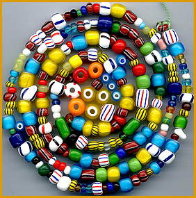 30 LBS VINTAGE TRADE 3 LAYER STRIPE BEADS #3