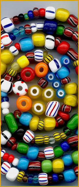 30 LBS VINTAGE TRADE 3 LAYER STRIPE BEADS #3