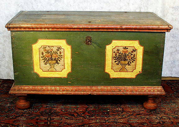AUTHENTIC PAINTED BLANKET CHEST c. 1800-50 /