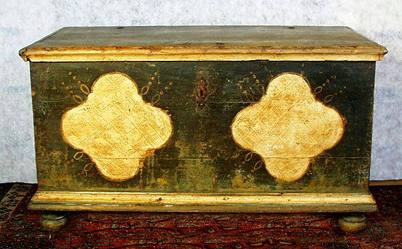 AUTHENTIC PAINTED BLANKET CHEST c. 1800-50 /