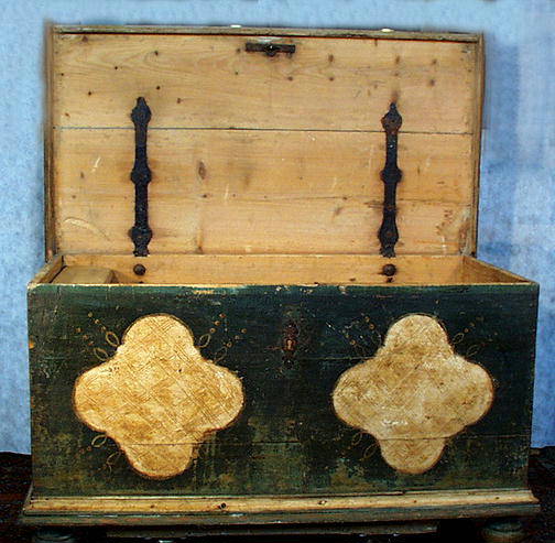 AUTHENTIC PAINTED BLANKET CHEST c. 1800-50 /