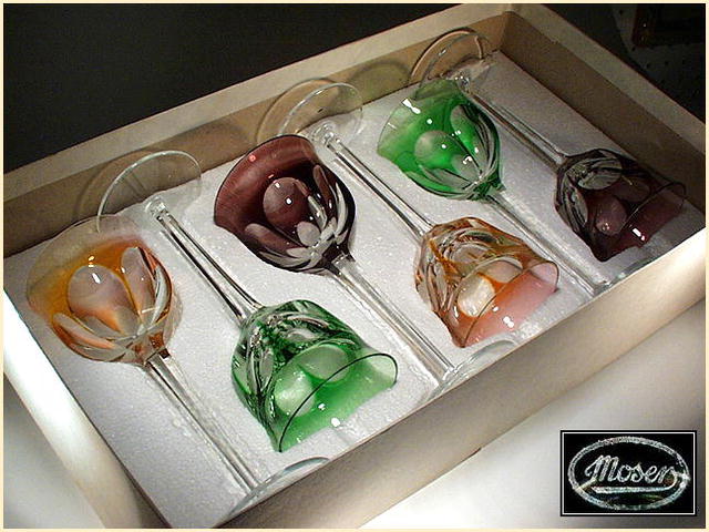 6 SIGNED MOSER VINTAGE WINE GOBLETS / CG013