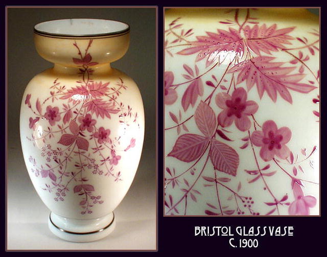 BEAUTIFUL ANTIQUE BRISTOL GLASS VASE GL10 /